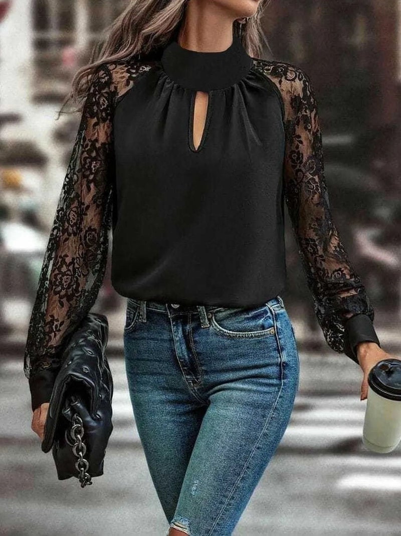 Jane's JANES Lace Sleeve Turtleneck Blouse - Image 1